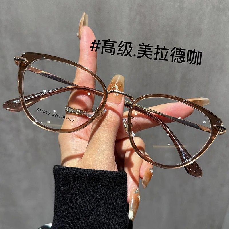 新款猫眼防蓝光眼镜近视tr90素颜神器显脸小高级感韩版眼镜框架女